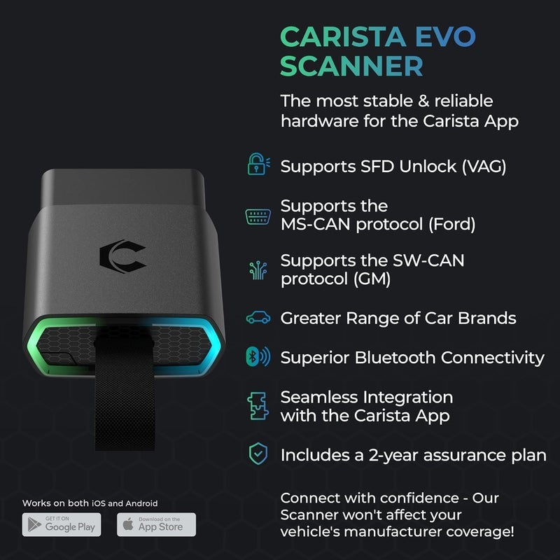 Carista EVO - ماسح OBD2 بلوتوث - أداة تشخيص السيارة وقارئ الأكواد مع الوصول إلى التشخيصات، التخصيصات، أدوات الخدمة والبيانات الحية (اشتراك مطلوب) - Image 4